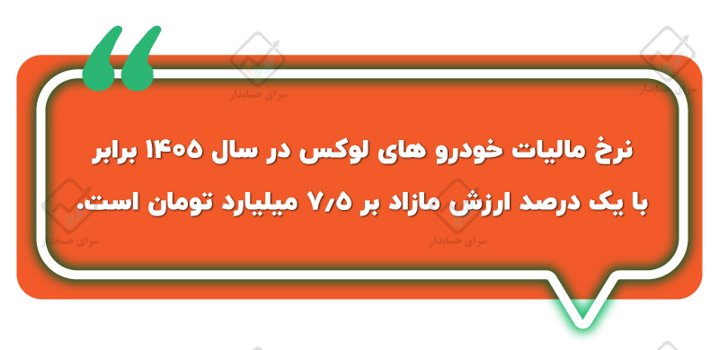 مالیات خودرو های لوکس در سال ۱۴۰۵