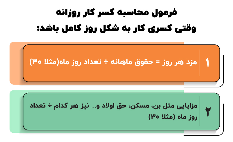 فرمول محاسبه کسر کار روزانه