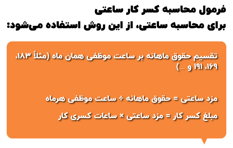 فرمول محاسبه کسر کار ساعتی