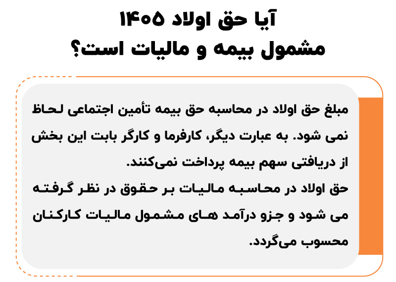 آیا حق اولاد 1405 مشمول بیمه و مالیات است؟
