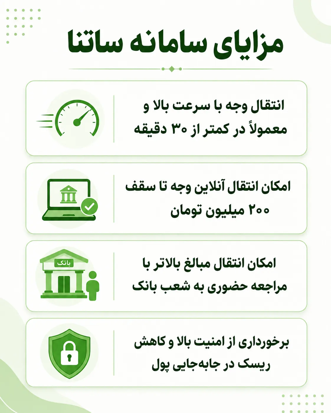 مزایای سامانه ساتنا